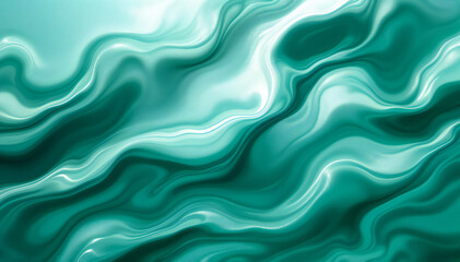 Wall Mural - Swirling waves of teal and mint green, create a fluid, abstract pattern with a sense of movement and depth.