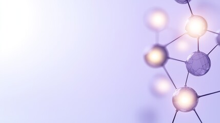 Poster - Abstract Representation of Molecular Structure with Glowing Elements on a Soft Purple Background