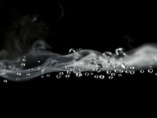 Poster - Dancing water droplets black background macro photography fluid dynamics close-up nature's artistry