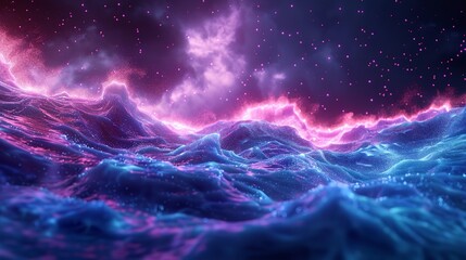 Poster - Abstract neon color wave lights background .