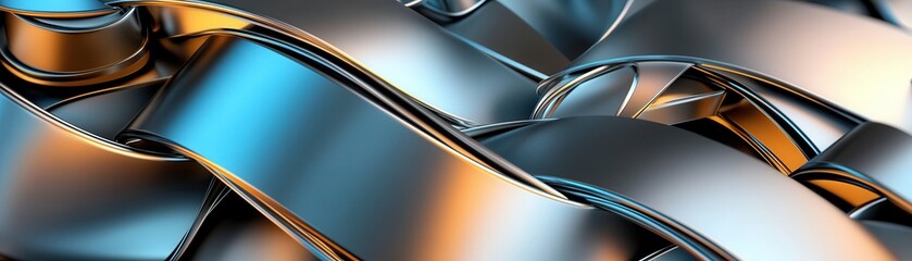 Aufkleber - Gradient metallic ribbons, overlapping diagonally across a clean canvas