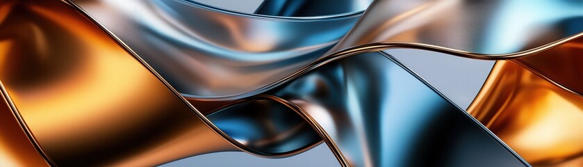 Aufkleber - Gradient metallic ribbons, overlapping diagonally across a clean canvas