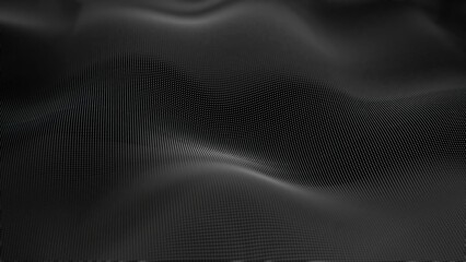 Poster - This piece features Abstract Black Waves beautifully interwoven with a Grid Pattern. Design