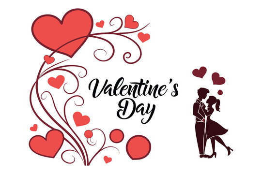 love and romance valentine's day design with couple and heart decorations ideal for creating charming and heartfelt atmosphere in greeting cards and celebration designs