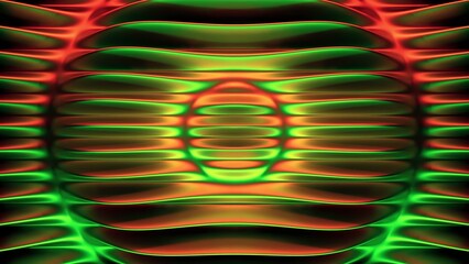 Fototapete - Vibrant and Colorful Wave Patterns Created as Abstract Artwork in Shades of Green and Red. Design