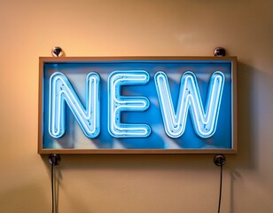 Wall Mural - a bold blue neon sign displaying the word 