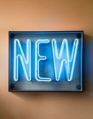 Wall Mural - a bold blue neon sign displaying the word 