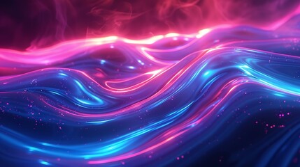 Poster - Abstract neon color wave lights background .
