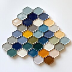 Poster - Gradient hexagon tiles, transitioning from cool to warm tones