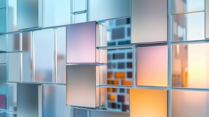 Poster - Frosted glass effect, semi-transparent patterns with muted colors