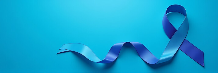Poster - A blue background features a flowing design of prostate cancer awareness ribbons, leaving space for additional text or promotional elements._00001_