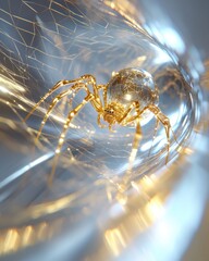 Poster - Celestial spiders creating interconnected realms digital space 3d futuristic environment close-up perspective