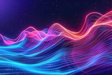 Poster - A colorful wave of light with a blue and red stripe