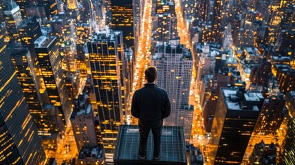Poster - Show an executive in a high-rise building, overlooking the cityscape