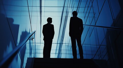 Poster - Show an executive mentoring a young manager in a corporate setting.