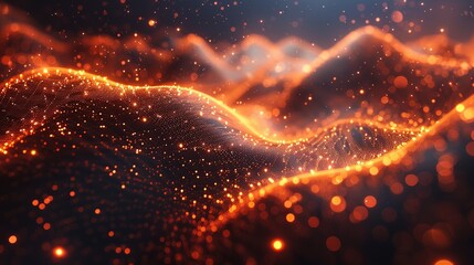 Leinwandbilder - Abstract digital wave with glowing particles - generative Ai.