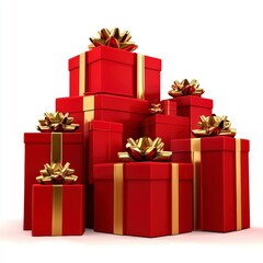 Wall Mural - red and gold christmas gifts with festive background