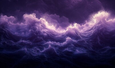 Poster - purple waves on dark, generative ai