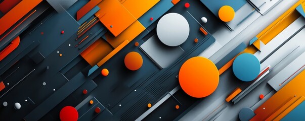 Poster - multicolored layered shapes background, generative ai