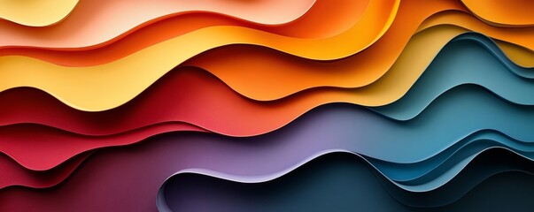 Poster - multicolored layered shapes background, generative ai