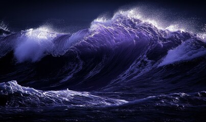 Poster - purple waves on dark, generative ai