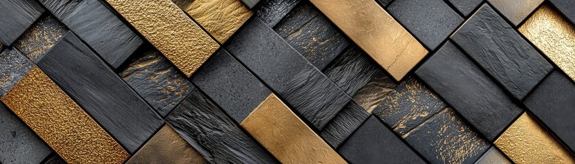Poster - Abstract block patterns, combining monochrome and metallic textures