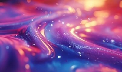 Poster - holographic neon fluid background, generative ai