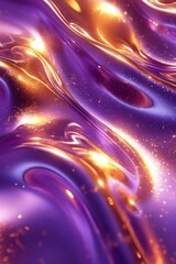 Poster - 3D Wave Liquid Gradient Gold to Violet Paint, Generative AI
