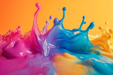 Poster - 3d liquid colorful paint background, generative ai