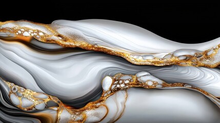 Poster - Elegant marble texture, with swirls of white, gray, and gold accents