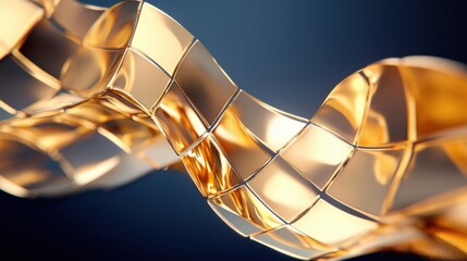 Poster - Dynamic golden wave structure abstract art digital modern design close-up viewpoint portfolio diversification concept