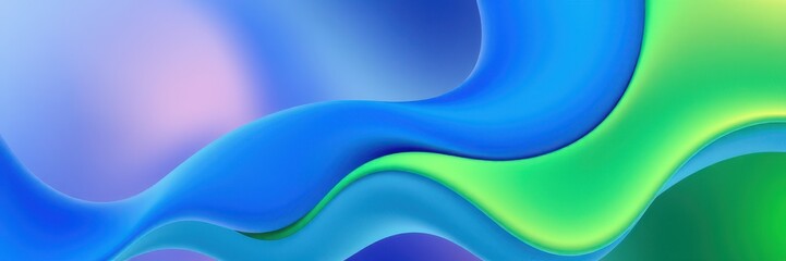 Wall Mural - Colorful abstract wave patterns create a dynamic design in blue and green hues, enhancing visual interest in digital art