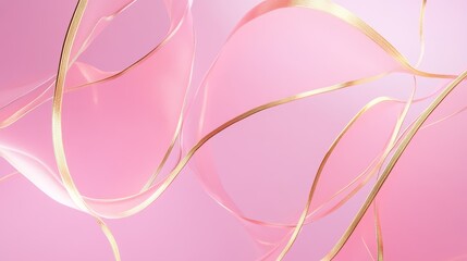 Poster - Graceful ribbons flowing in a soft pink background abstract art digital illustration serene environment artistic viewpoint elegance concept