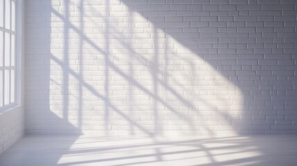 Poster - Artistic shadows on white brick wall indoor studio photography minimalist angle view light and shadow play
