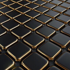 Aufkleber - Geometric grid design in gold over a dark matte black surface