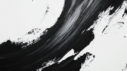 Poster - Dynamic black and white abstract brush stroke art studio digital artwork creative environment close-up modern expressionism