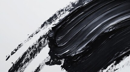 Poster - Dynamic black paint stroke abstract art studio setting visual content artistic environment close-up angle creative concept for inspiration