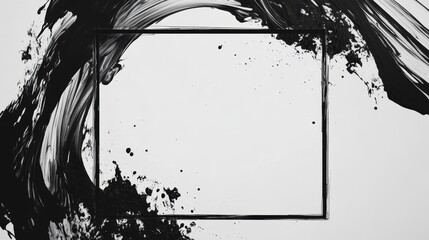 Poster - Dynamic black ink splash art studio setting abstract visuals contemporary aesthetic close-up perspective creative expression