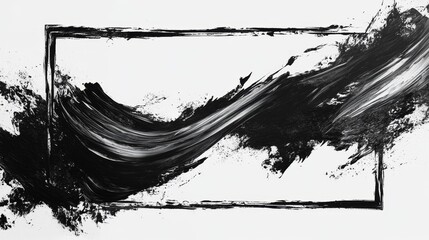 Poster - Dynamic abstract black paint stroke artwork modern gallery digital art minimalist environment artistic perspective creative expression