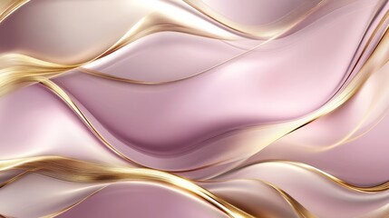 Poster - Elegant wave patterns in soft pink and gold abstract art digital design contemporary aesthetic appeal creative concept