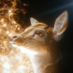 Wall Mural - Celestial deer represents peace in enchanted forest digital art mystical environment close-up perspective