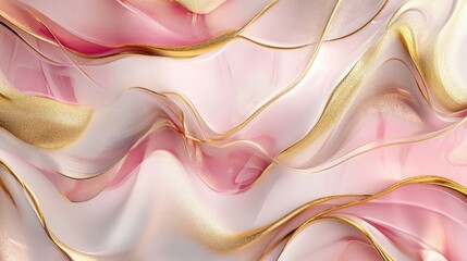 Poster - Elegant flowing textures digital art abstract design soft pastel colors close-up view modern aesthetic for interior design inspiration