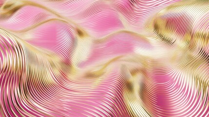 Poster - Flowing gold and pink waves abstract digital art modern design vibrant colors artistic viewpoint contemporary concept