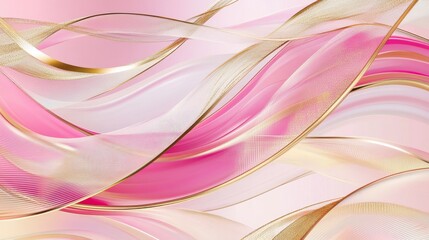 Poster - Dynamic pink and gold abstract waves digital artwork modern design vibrant environment artistic perspective creative concept for visual appeal