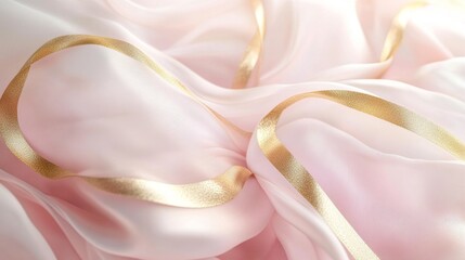 Poster - Flowing silk and satin elegant textile soft pastel colors studio setting overhead view fashion concept inspiration