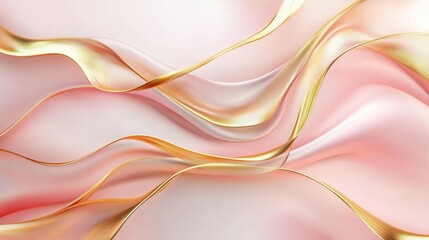 Poster - Flowing golden ribbons abstract art digital design soft textures modern aesthetic vibrant colors for visual appeal
