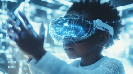 Poster - virtual reality adventure child's room technology digital space close-up view immersive experience i