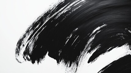 Poster - Dynamic black brush stroke artwork creative studio abstract art minimalist environment close-up viewpoint artistic expression
