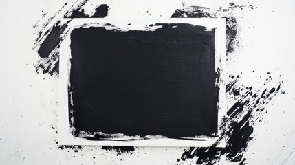 Poster - Creative black canvas painting session in artistic studio textured background modern conceptual art exploration