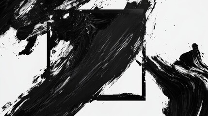 Poster - Dynamic black brushstroke art abstract graphic design creative space minimalist environment artistic perspective visual expression